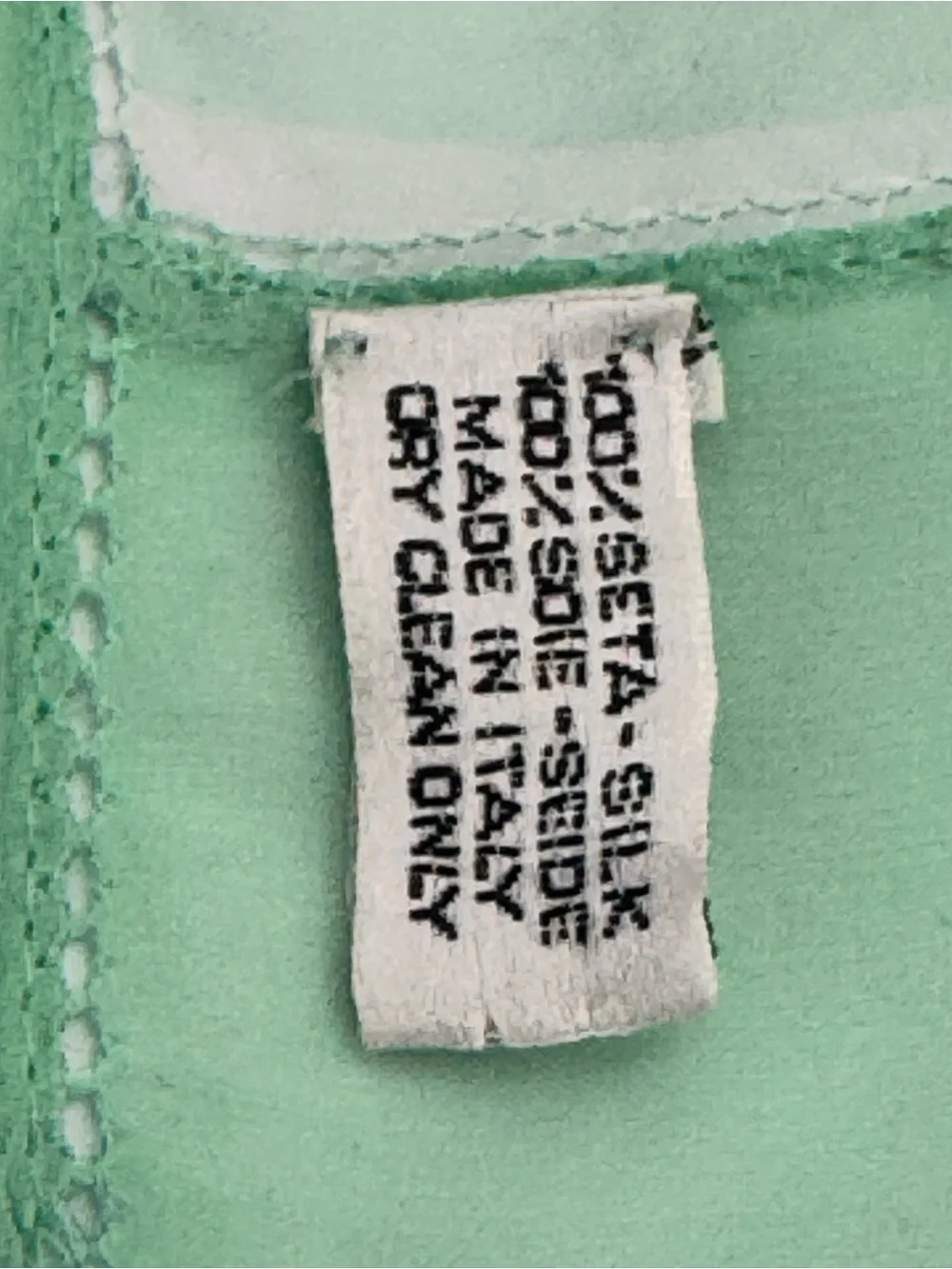 Vintage CHANEL 100% Silk Scarf Mint Green Logo CC Letter Print Made in Italy